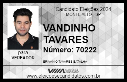 Candidato VANDINHO TAVARES 2024 - MONTE ALTO - Eleições