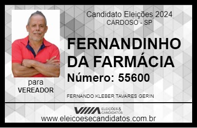 Candidato FERNANDINHO DA FARMÁCIA 2024 - CARDOSO - Eleições