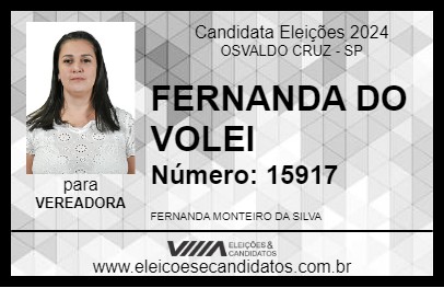 Candidato FERNANDA DO VOLEI 2024 - OSVALDO CRUZ - Eleições