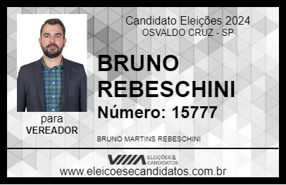 Candidato BRUNO REBESCHINI 2024 - OSVALDO CRUZ - Eleições