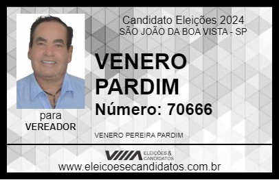 Candidato VENERO PARDIM 2024 - SÃO JOÃO DA BOA VISTA - Eleições