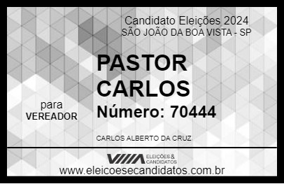 Candidato PASTOR CARLOS 2024 - SÃO JOÃO DA BOA VISTA - Eleições