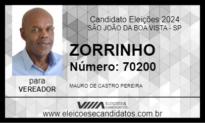 Candidato ZORRINHO 2024 - SÃO JOÃO DA BOA VISTA - Eleições