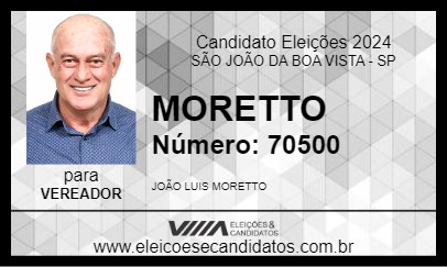 Candidato MORETTO 2024 - SÃO JOÃO DA BOA VISTA - Eleições