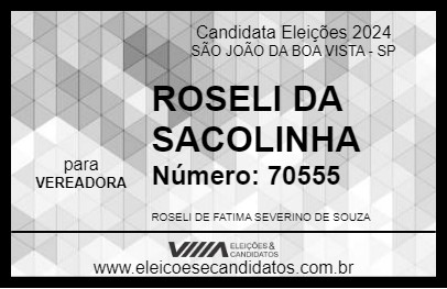 Candidato ROSELI DA SACOLINHA 2024 - SÃO JOÃO DA BOA VISTA - Eleições