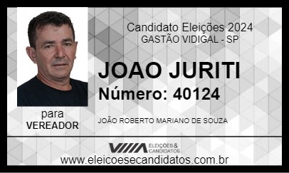 Candidato JOAO JURITI 2024 - GASTÃO VIDIGAL - Eleições