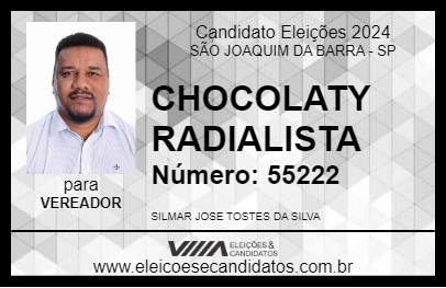 Candidato CHOCOLATY RADIALISTA 2024 - SÃO JOAQUIM DA BARRA - Eleições