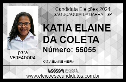 Candidato KATIA ELAINE DA COLETA 2024 - SÃO JOAQUIM DA BARRA - Eleições