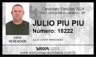 Candidato JULIO PIU PIU 2024 - SÃO JOAQUIM DA BARRA - Eleições