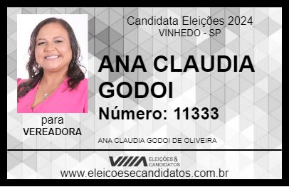 Candidato ANA CLAUDIA GODOI 2024 - VINHEDO - Eleições