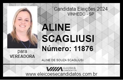 Candidato ALINE SCAGLIUSI 2024 - VINHEDO - Eleições