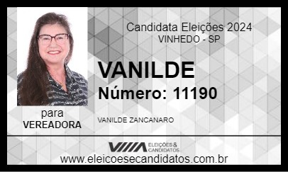 Candidato VANILDE 2024 - VINHEDO - Eleições