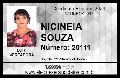 Candidato NICINEIA SOUZA 2024 - VALINHOS - Eleições