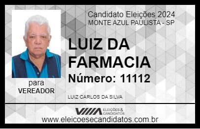 Candidato LUIZ DA FARMACIA 2024 - MONTE AZUL PAULISTA - Eleições