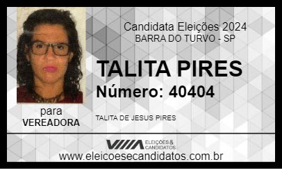 Candidato TALITA PIRES 2024 - BARRA DO TURVO - Eleições