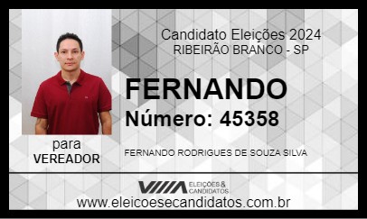 Candidato FERNANDO 2024 - RIBEIRÃO BRANCO - Eleições