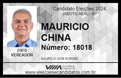 Candidato MAURICIO CHINA 2024 - JABOTICABAL - Eleições