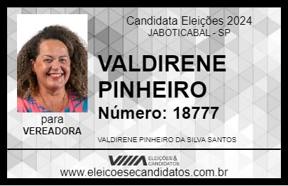 Candidato VALDIRENE PINHEIRO 2024 - JABOTICABAL - Eleições