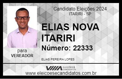 Candidato ELIAS NOVA ITARIRI 2024 - ITARIRI - Eleições