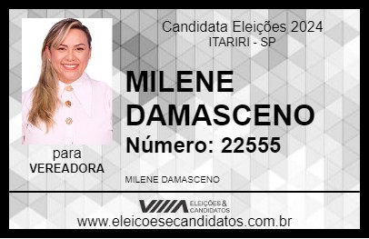 Candidato MILENE DAMASCENO 2024 - ITARIRI - Eleições