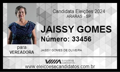 Candidato JAISSY GOMES 2024 - ARARAS - Eleições