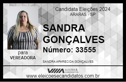 Candidato SANDRA GONÇALVES 2024 - ARARAS - Eleições