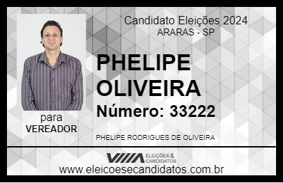 Candidato PHELIPE OLIVEIRA 2024 - ARARAS - Eleições