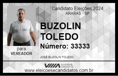 Candidato BUZOLIN TOLEDO 2024 - ARARAS - Eleições