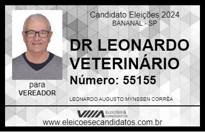 Candidato DR LEONARDO VETERINÁRIO 2024 - BANANAL - Eleições