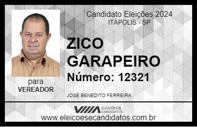 Candidato ZICO GARAPEIRO 2024 - ITÁPOLIS - Eleições