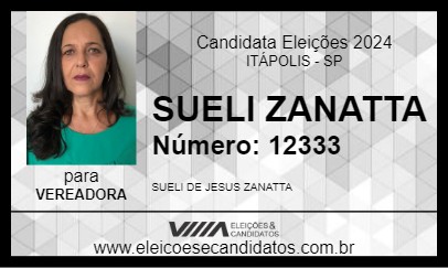 Candidato SUELI ZANATTA 2024 - ITÁPOLIS - Eleições