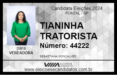 Candidato TIANINHA TRATORISTA 2024 - PONTAL - Eleições