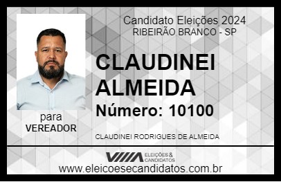 Candidato CLAUDINEI ALMEIDA 2024 - RIBEIRÃO BRANCO - Eleições