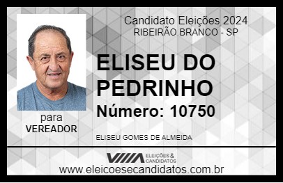 Candidato ELISEU DO PEDRINHO 2024 - RIBEIRÃO BRANCO - Eleições