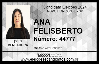 Candidato ANA FELISBERTO 2024 - NOVO HORIZONTE - Eleições