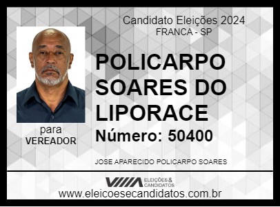 Candidato POLICARPO SOARES DO LEPORACE 2024 - FRANCA - Eleições