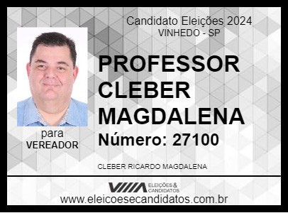 Candidato PROFESSOR CLEBER MAGDALENA  2024 - VINHEDO - Eleições