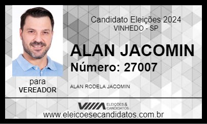 Candidato ALAN JACOMIN 2024 - VINHEDO - Eleições