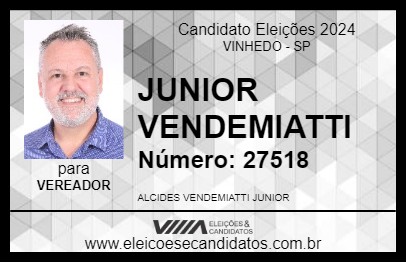 Candidato JUNIOR VENDEMIATTI 2024 - VINHEDO - Eleições