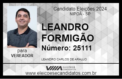 Candidato LEANDRO FORMIGÃO 2024 - NIPOÃ - Eleições