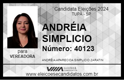 Candidato ANDRÉIA SIMPLICIO 2024 - TUPÃ - Eleições