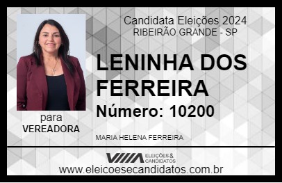 Candidato LENINHA DOS FERREIRA 2024 - RIBEIRÃO GRANDE - Eleições