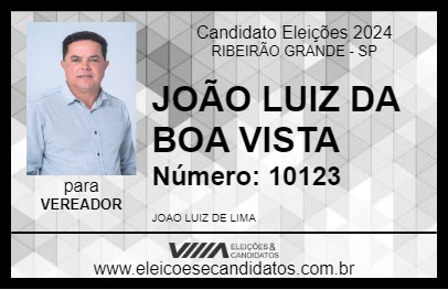 Candidato JOÃO LUIZ DA BOA VISTA  2024 - RIBEIRÃO GRANDE - Eleições