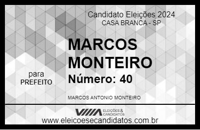 Candidato MARCOS MONTEIRO 2024 - CASA BRANCA - Eleições