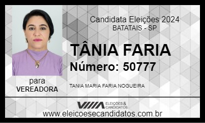 Candidato TÂNIA FARIA 2024 - BATATAIS - Eleições