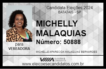 Candidato MICHELLY MALAQUIAS 2024 - BATATAIS - Eleições