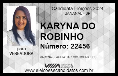 Candidato KARYNA DO ROBINHO 2024 - BANANAL - Eleições