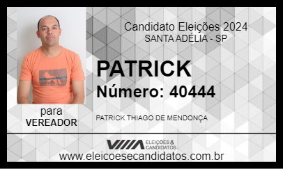 Candidato PATRICK 2024 - SANTA ADÉLIA - Eleições