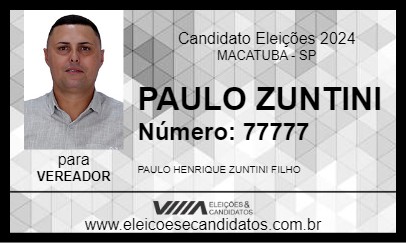 Candidato PAULO ZUNTINI 2024 - MACATUBA - Eleições