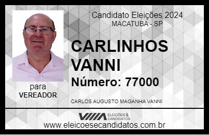 Candidato CARLINHOS VANNI 2024 - MACATUBA - Eleições